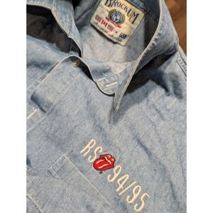 VTG Brockum Rolling Stones Voodoo Lounge 94/95‎ Denim Button Down Shirt XL? READ